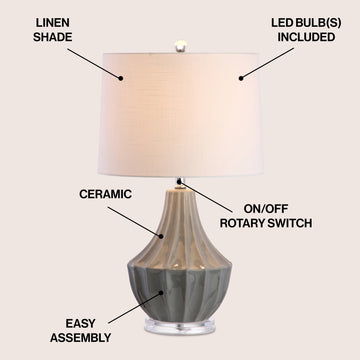 Tate 24.5" Ceramic LED Table Lamp - JONATHAN Y